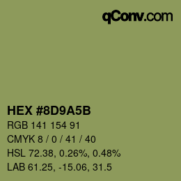 Farbcode: HEX #8D9A5B | qconv.com