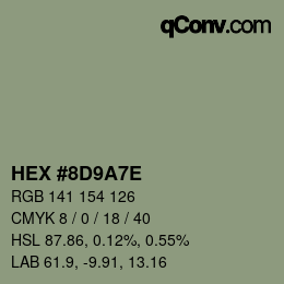 カラーコード: HEX #8D9A7E | qconv.com
