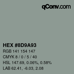 Color code: HEX #8D9A93 | qconv.com