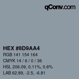 Color code: HEX #8D9AA4 | qconv.com