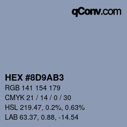 Color code: HEX #8D9AB3 | qconv.com