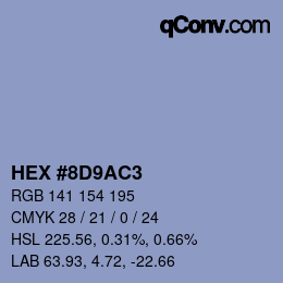 Color code: HEX #8D9AC3 | qconv.com