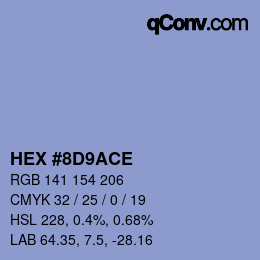 颜色代码: HEX #8D9ACE | qconv.com