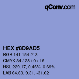 カラーコード: HEX #8D9AD5 | qconv.com