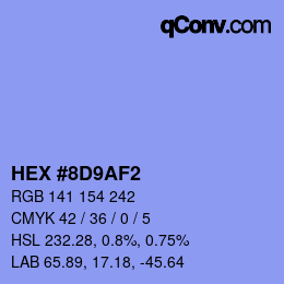 Color code: HEX #8D9AF2 | qconv.com
