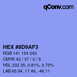 Color code: HEX #8D9AF3 | qconv.com