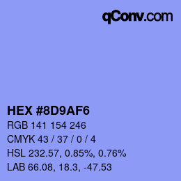 Color code: HEX #8D9AF6 | qconv.com