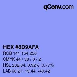 カラーコード: HEX #8D9AFA | qconv.com