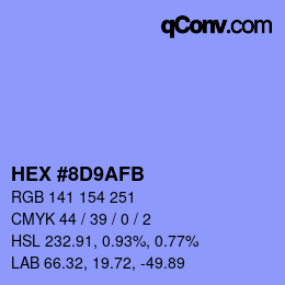 Color code: HEX #8D9AFB | qconv.com