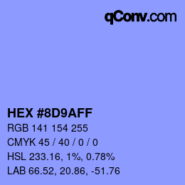 Color code: HEX #8D9AFF | qconv.com