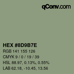 Color code: HEX #8D9B7E | qconv.com