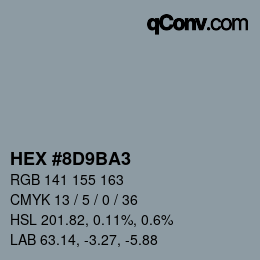 カラーコード: HEX #8D9BA3 | qconv.com
