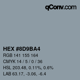 Color code: HEX #8D9BA4 | qconv.com