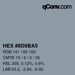 Farbcode: HEX #8D9BA5 | qconv.com