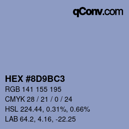 カラーコード: HEX #8D9BC3 | qconv.com
