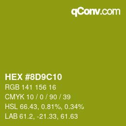 Color code: HEX #8D9C10 | qconv.com