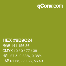 Código de color: HEX #8D9C24 | qconv.com