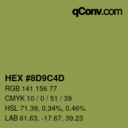 Color code: HEX #8D9C4D | qconv.com