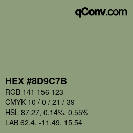 カラーコード: HEX #8D9C7B | qconv.com