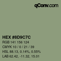 Color code: HEX #8D9C7C | qconv.com