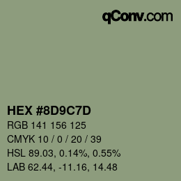 Color code: HEX #8D9C7D | qconv.com