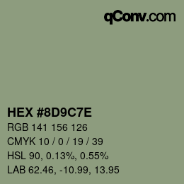 Color code: HEX #8D9C7E | qconv.com