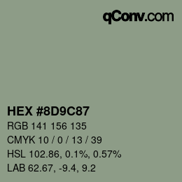 Color code: HEX #8D9C87 | qconv.com