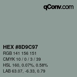 Color code: HEX #8D9C97 | qconv.com