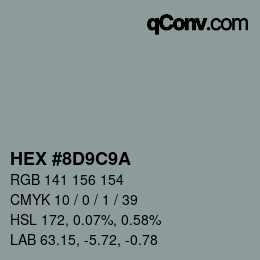 Color code: HEX #8D9C9A | qconv.com