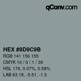 Color code: HEX #8D9C9B | qconv.com