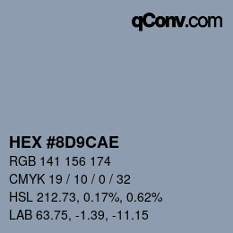 Color code: HEX #8D9CAE | qconv.com