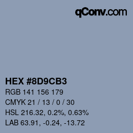 Color code: HEX #8D9CB3 | qconv.com