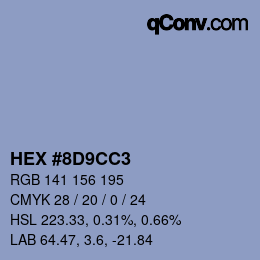 Color code: HEX #8D9CC3 | qconv.com