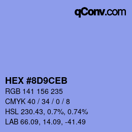 Color code: HEX #8D9CEB | qconv.com