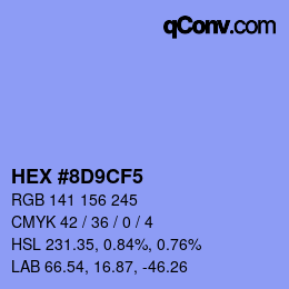 Color code: HEX #8D9CF5 | qconv.com
