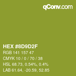 Color code: HEX #8D9D2F | qconv.com