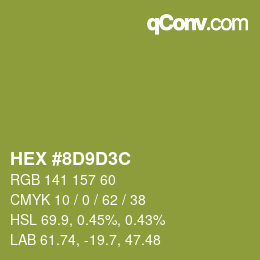 カラーコード: HEX #8D9D3C | qconv.com