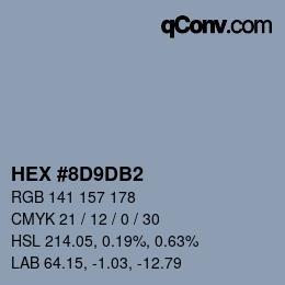 Color code: HEX #8D9DB2 | qconv.com