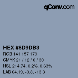 Color code: HEX #8D9DB3 | qconv.com
