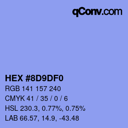 カラーコード: HEX #8D9DF0 | qconv.com