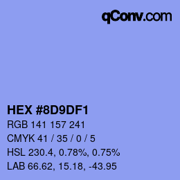 Color code: HEX #8D9DF1 | qconv.com