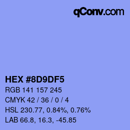 Color code: HEX #8D9DF5 | qconv.com