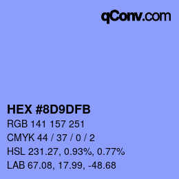Color code: HEX #8D9DFB | qconv.com