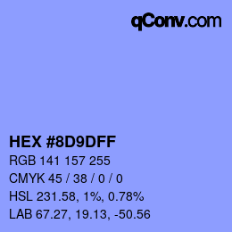 Color code: HEX #8D9DFF | qconv.com