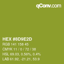 Farbcode: HEX #8D9E2D | qconv.com