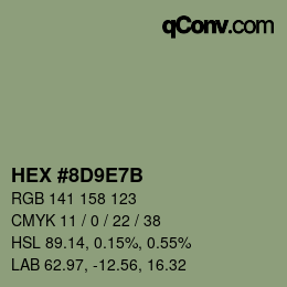 Color code: HEX #8D9E7B | qconv.com