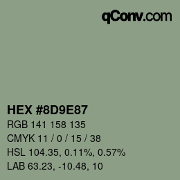 Color code: HEX #8D9E87 | qconv.com