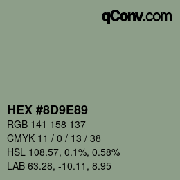 Farbcode: HEX #8D9E89 | qconv.com