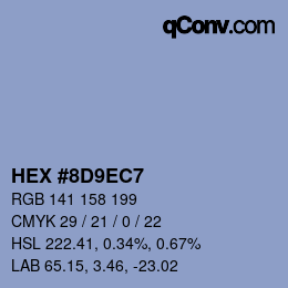 カラーコード: HEX #8D9EC7 | qconv.com