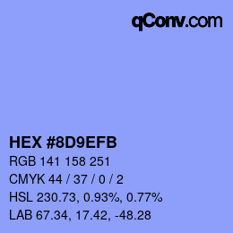 カラーコード: HEX #8D9EFB | qconv.com
